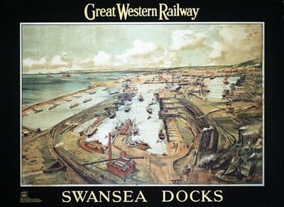 Swansea Docks (old rail ad.) fridge magnet   (se)