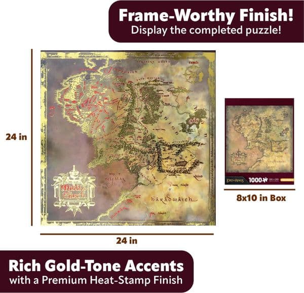 The Lord of the Rings Middle Earth Map HEAT STAMP version 1000pc jigsaw ...