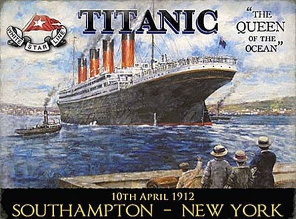Titanic The Queen of the Ocean Southampton- New York small metal sign   200mm x 150mm