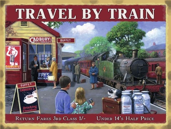 Travel By Train small steel sign 200mm x 150mm