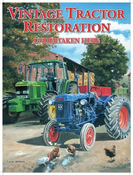 Vintage Tractor Restoration large metal sign 400mm x 300mm   (og)