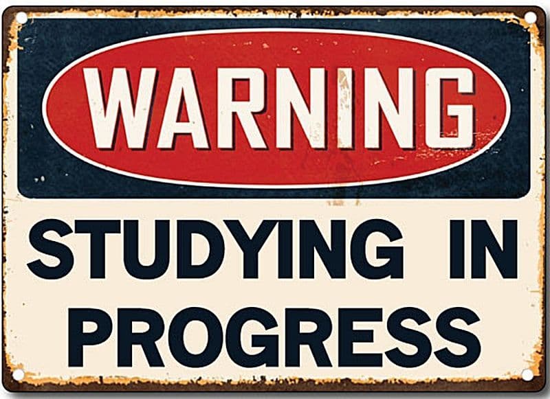 Warning Studying In Progress metal sign 200mm x 140mm 2f