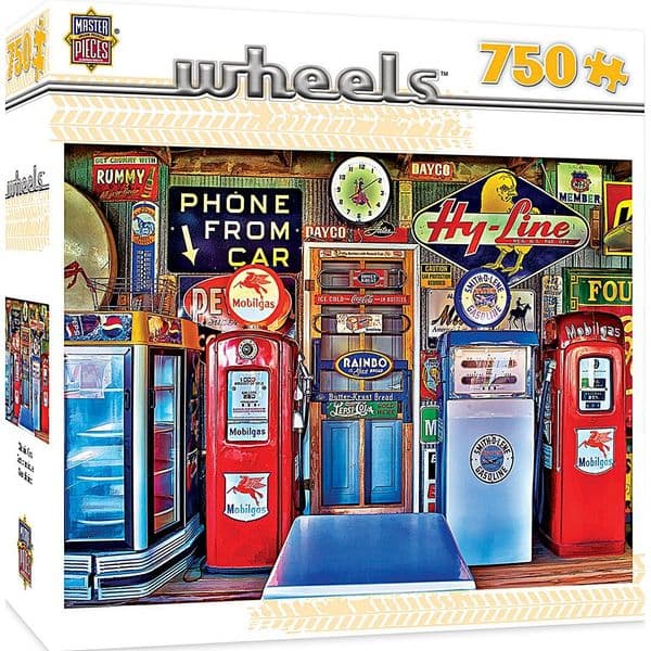 Wheels Classic Gas Pumps 750 piece jigsaw puzzle 610mm x 460mm (mpc)