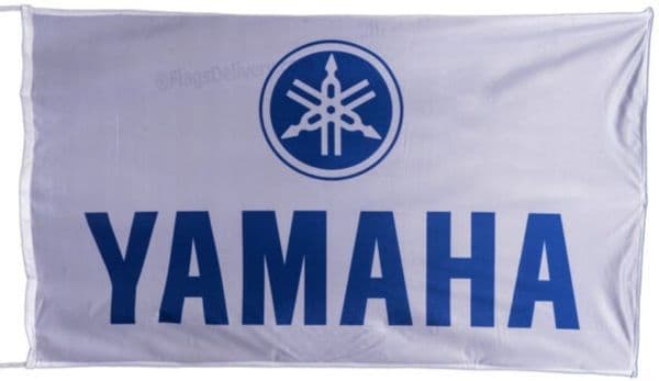 Yamaha Motorbikes Flag  blue on white landscape 1500mm x 900mm
