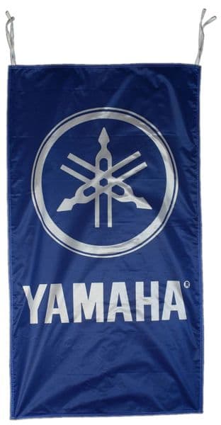 Yamaha Motorbikes Flag  white on blue portrait 1500mm x 900mm