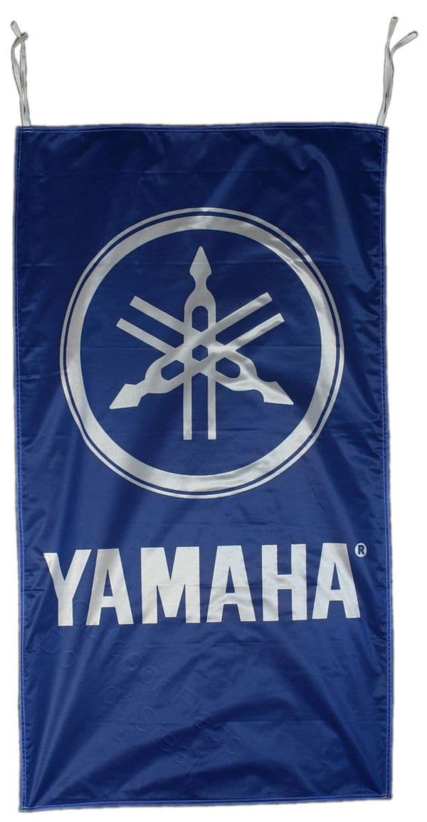 Yamaha Motorbikes Flag  white on blue portrait 1500mm x 900mm