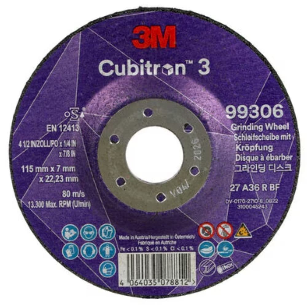 3M Cubitron 3 Depressed Center Grinding Wheel T27 pack of 20