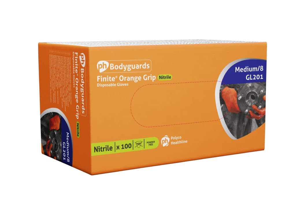 Bodyguards Finite Orange Grip Gloves (case of 10 boxes)