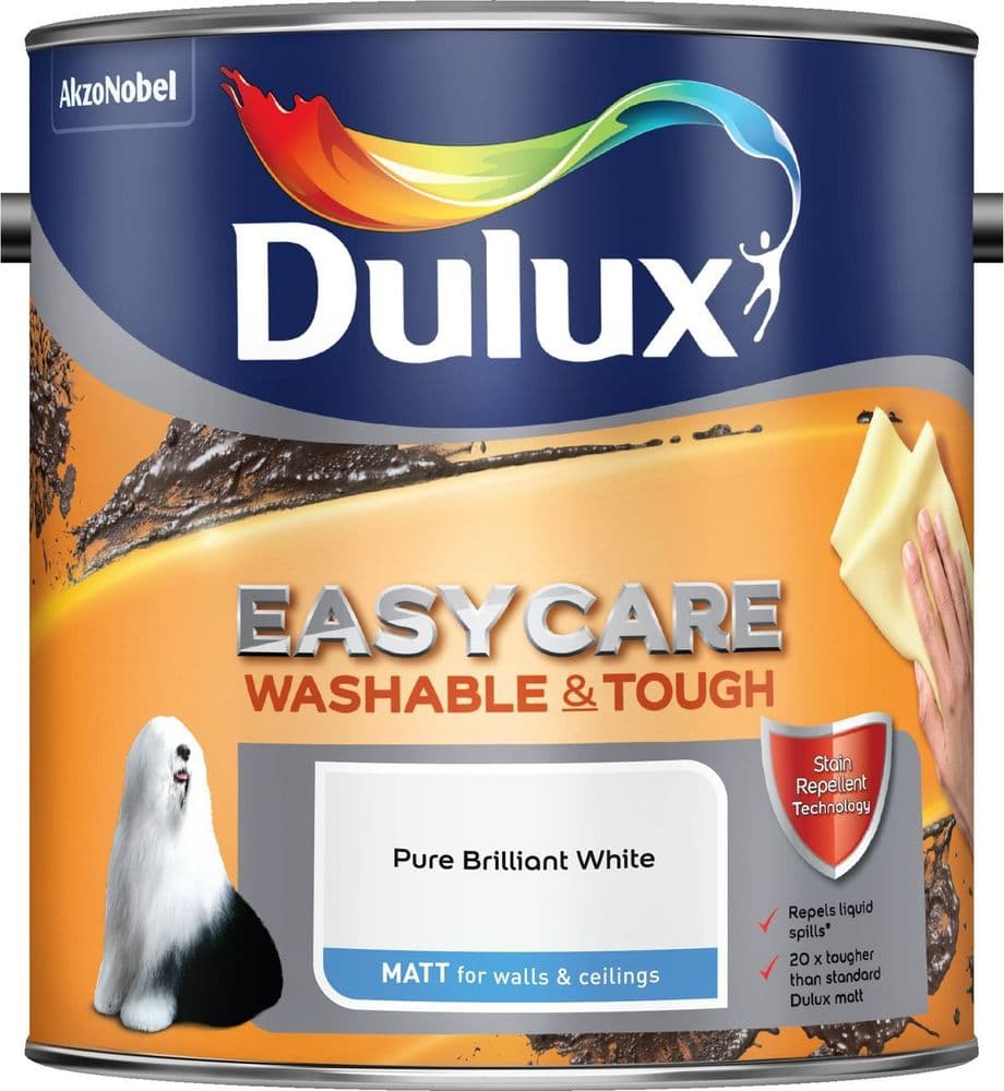 Dulux Easycare Washable and Tough Matt Pure Brilliant White 2.5L