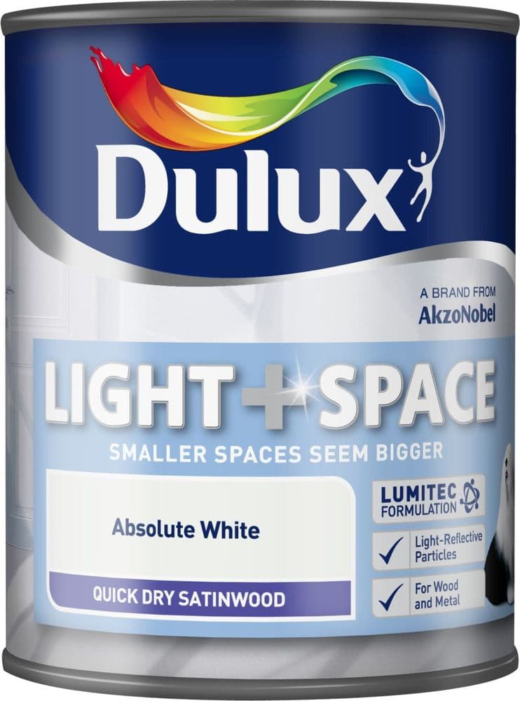 Dulux Light & Space Quick Dry Satinwood Absolute White 750ml DISCONTINUED