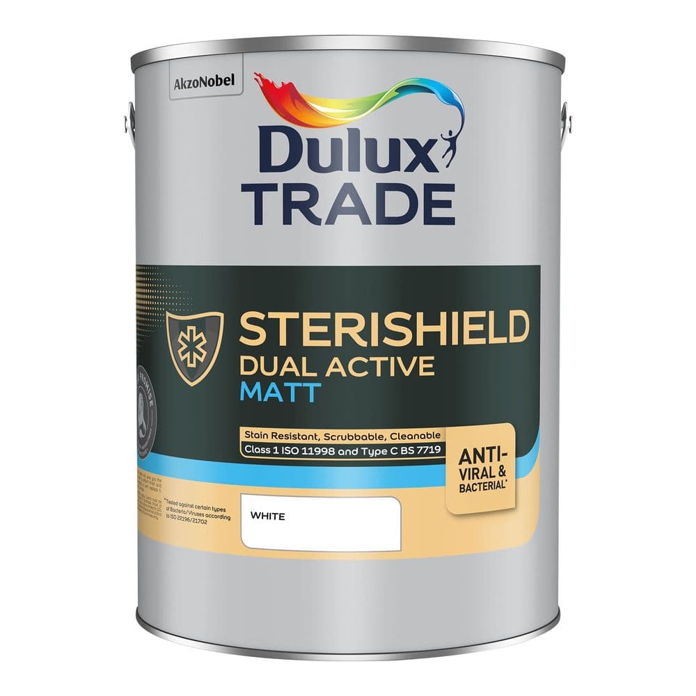 Dulux Trade Sterishield Dual Active Matt White 5L