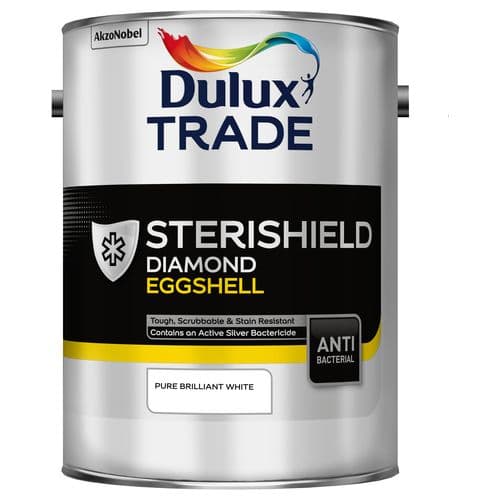 Dulux Trade Sterishield Quick Dry Eggshell Pure Brilliant White 5 Litres