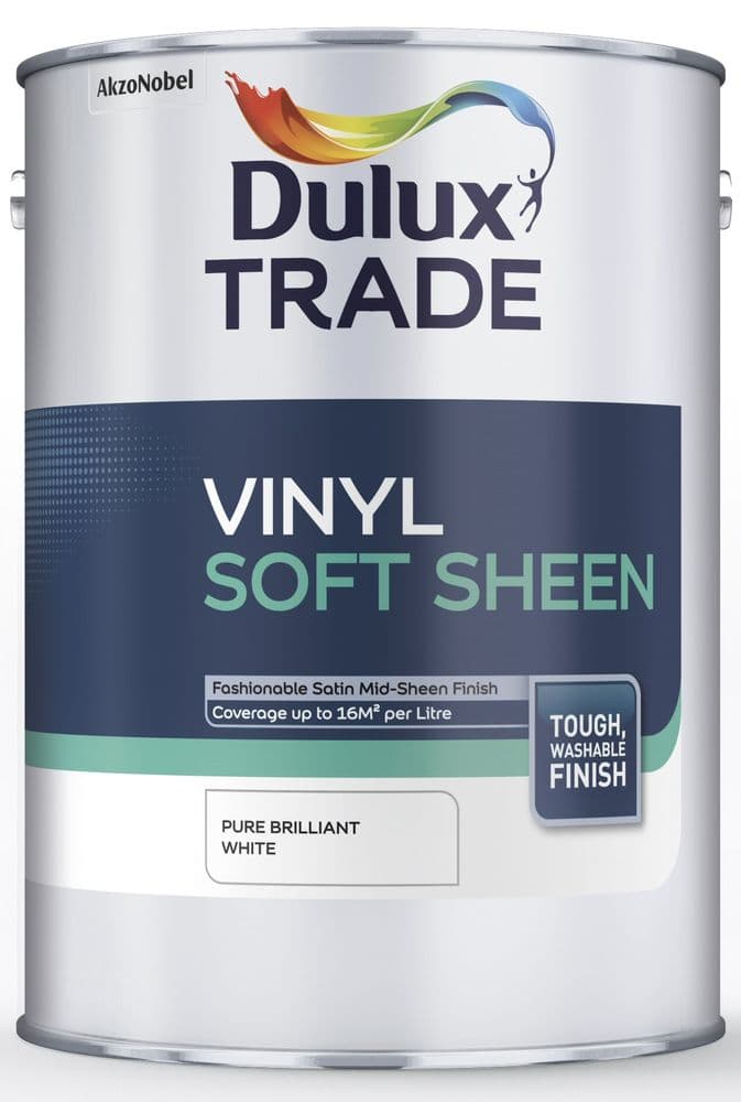 Dulux Trade Vinyl Soft Sheen Pure Brilliant White 5 Litres