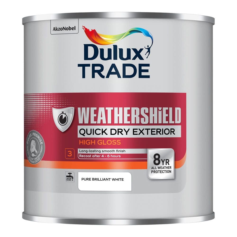 Dulux Trade Weathershield Quick Dry Exterior High Gloss Pure Brilliant White
