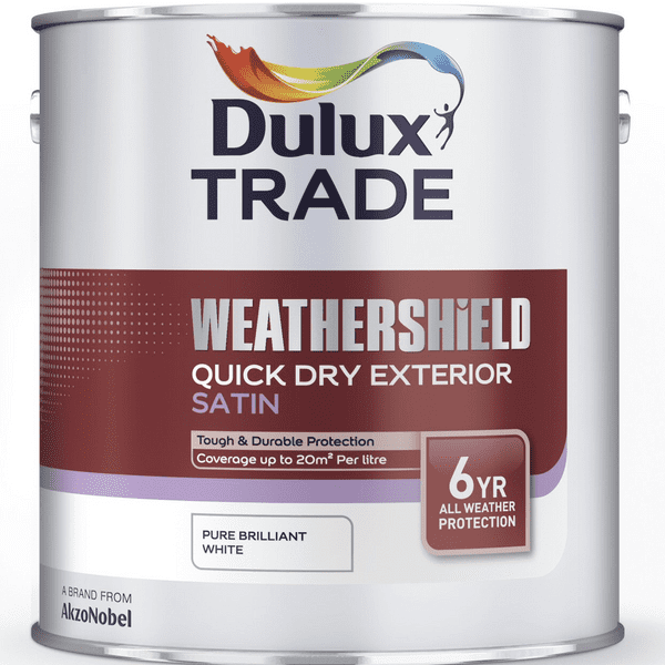 Dulux Trade Weathershield Quick Dry Exterior Satin Pure Brilliant White