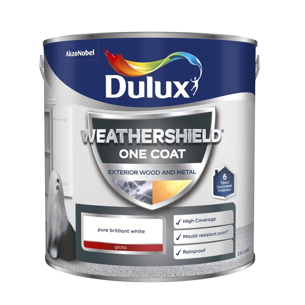 Dulux Weathershield One Coat Gloss Pure Brilliant White