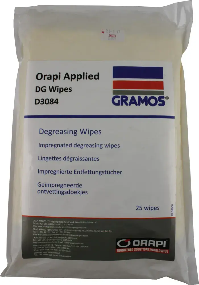 Gramos DG Wipes Low VOC Degreasing Wipes (pack of 25)