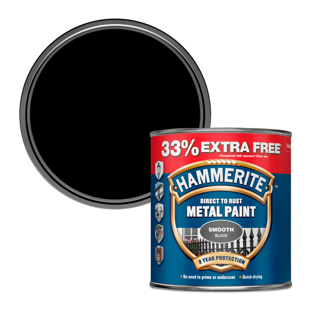 Hammerite Direct To Rust Metal Paint Smooth Finish 33% Free 1L