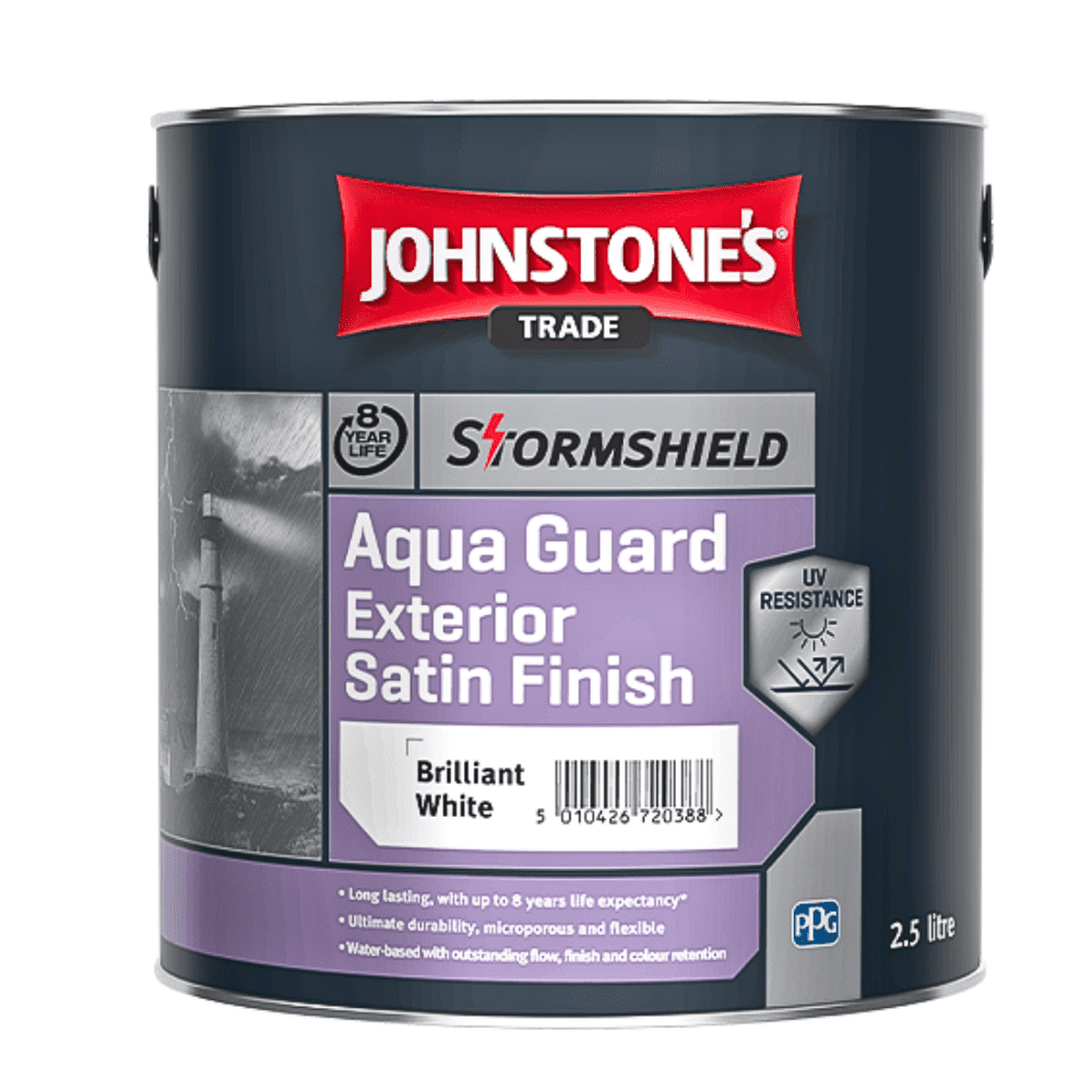 Johnstones Stormshield Aqua Guard Exterior Satin Brilliant White 2.5L