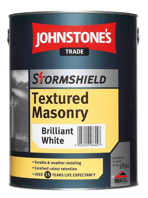 Johnstones Stormshield Textured Masonry Brilliant White 5L