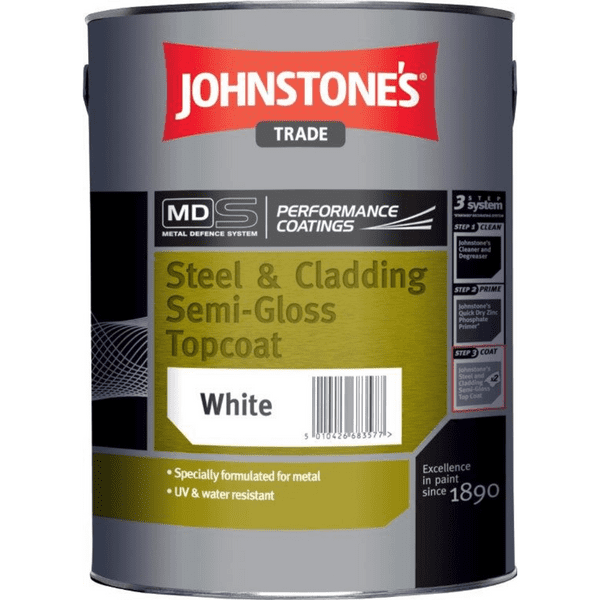 Johnstones Trade Steel & Cladding Semi-Gloss Topcoat White 5L