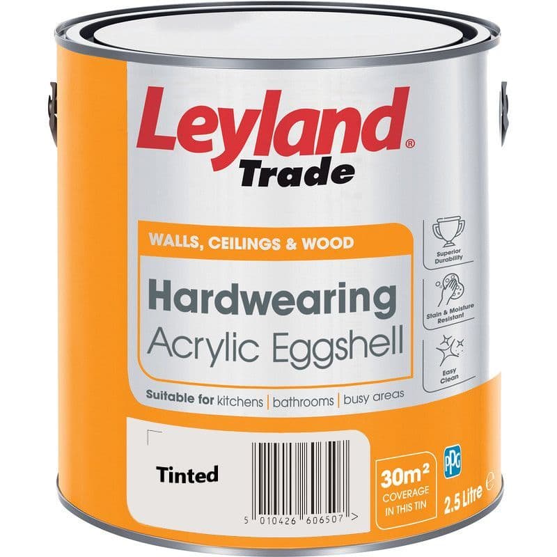 Leyland Trade Hardwearing Acrylic Eggshell Paint Custom Mixed Colours