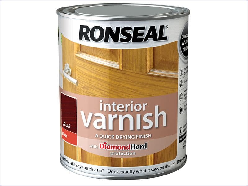 Ronseal Interior Varnish Quick Dry Gloss Teak 750ml