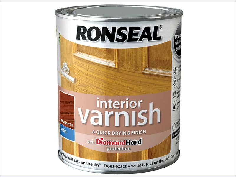 Ronseal Interior Varnish Quick Dry Satin Medium Oak 250ml