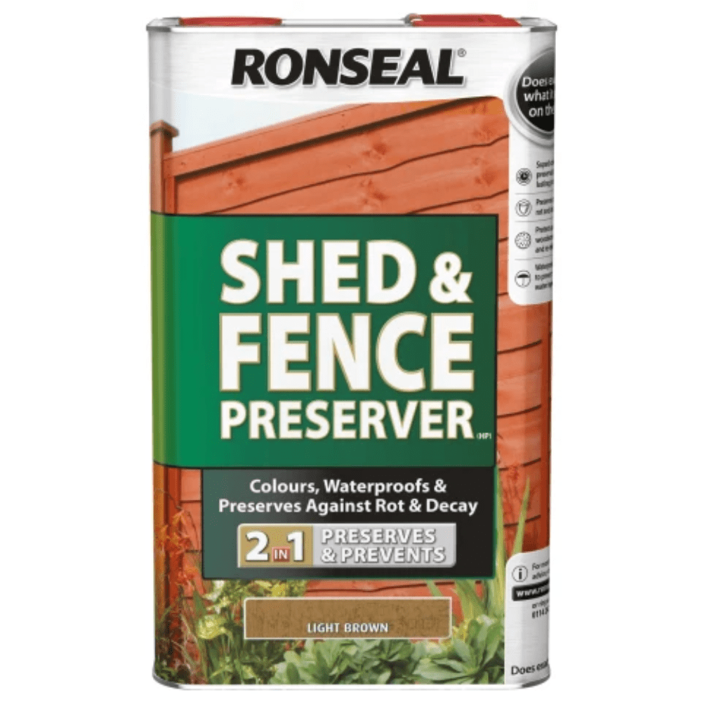 Ronseal Shed & Fence Preserver Light Brown 5L