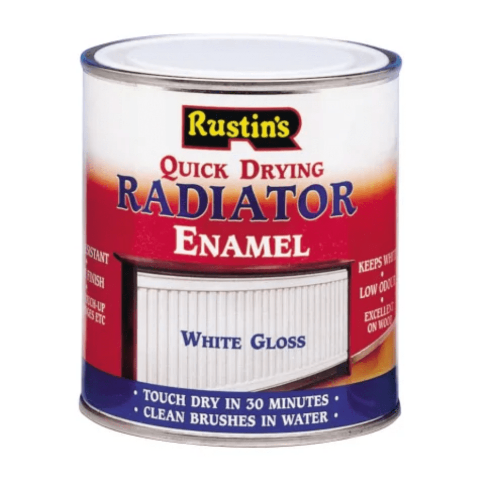Rustins Quick Dry Radiator Enamel Paint Gloss White 500ml