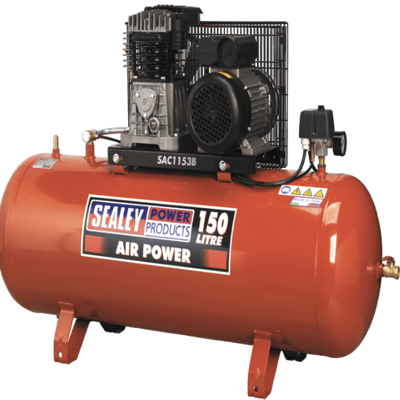 Sealey Compressor 150ltr Belt Drive 3hp with Cast Cylinders