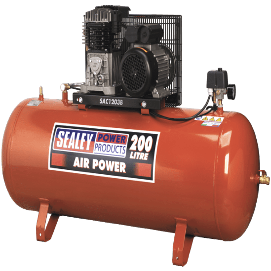 Sealey Compressor 200ltr Belt Drive 3hp with Cast Cylinders