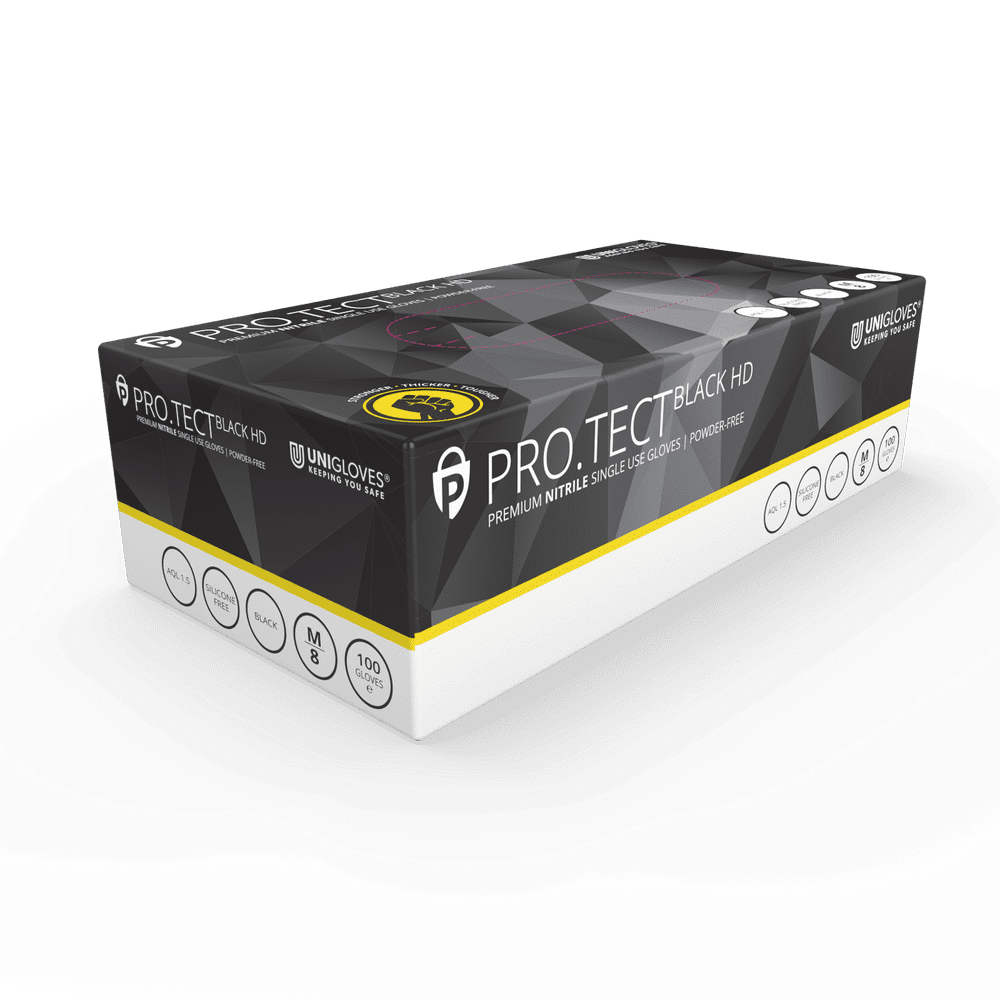 Unigloves PRO.TECT Black HD Black Nitrile Heavy Duty Gloves XL
