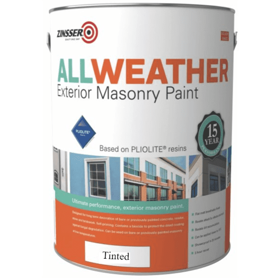 Zinsser AllWeather Exterior Masonry (Pliolite) Paint Custom Mixed Colours 5L
