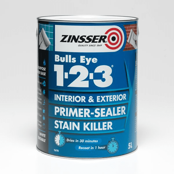 Zinsser Bulls Eye 1-2-3 Water-Based Primer-Sealer - Stain Killer Standard Colours