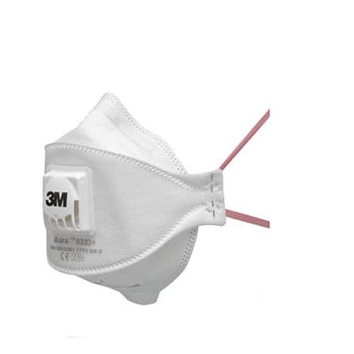 3M Aura 9332+ Dust/Mist Disposable Respirators, FFP3, Valved : 1 Pack of 10