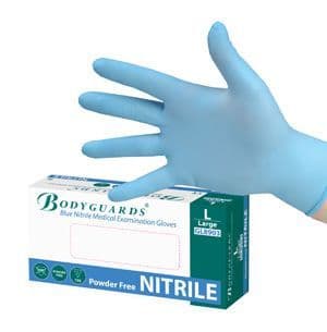 Bodyguards Blue Nitrile Powder Free Gloves Box of 100
