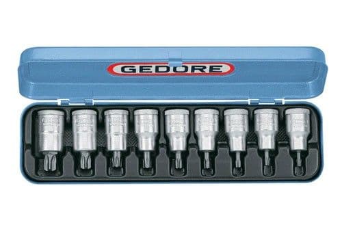 Gedore Screwdriver Bit Socket Set 1/2" 9 Pcs Torx T20-60