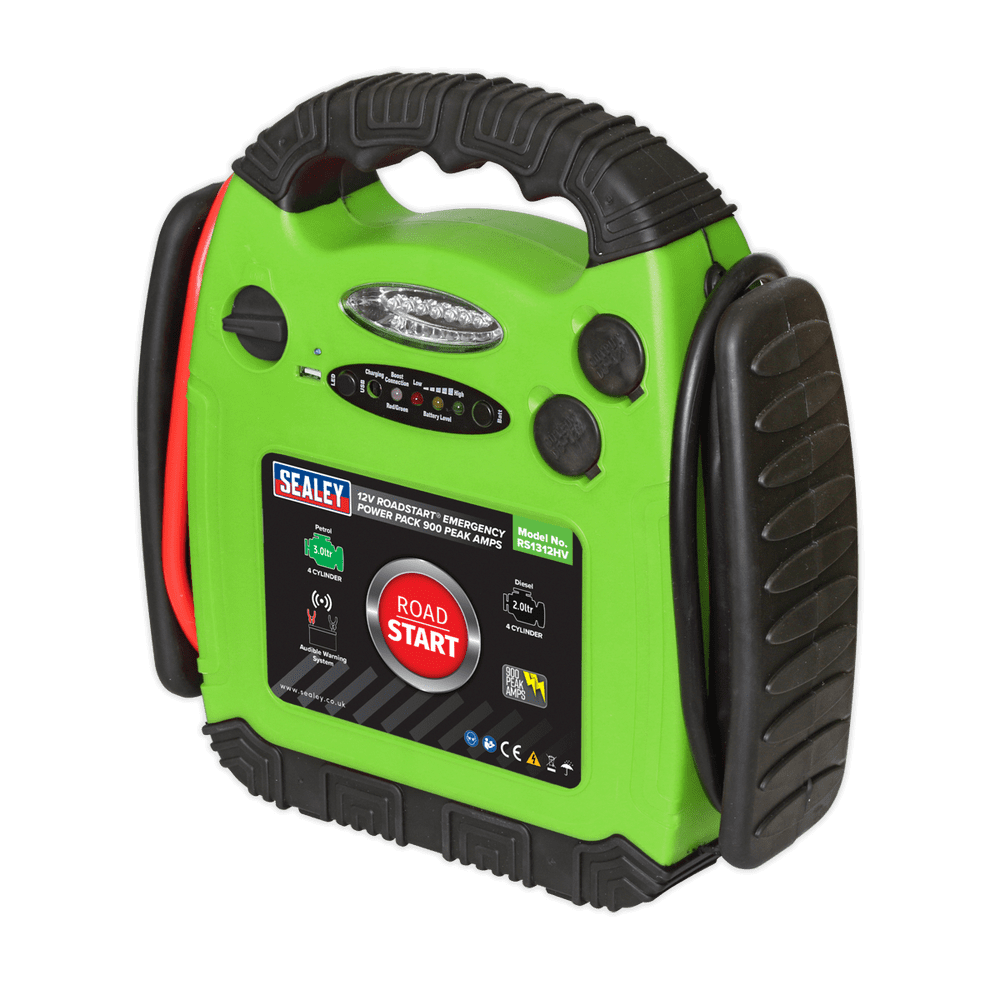 RoadStart® Emergency Jump Starter 12V 900 Peak Amps Hi-Vis Green