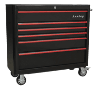 Sealey Retro 2 Piece Tool Chest 10 Drawer Black with Red Anodised Drawer Pulls