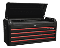 Sealey Retro 2 Piece Tool Chest 10 Drawer Black with Red Anodised Drawer Pulls