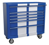 Sealey Retro 2 Piece Tool Chest 10 drawer Blue with White Stripes