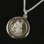 20mm Premium Quality Silver Saint Christopher, with curb chain, ref. SCPP20