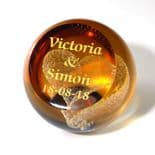 50th Wedding Anniversary Gold Heart Caithness Paperweight, PERSONALISED ref CGHGP