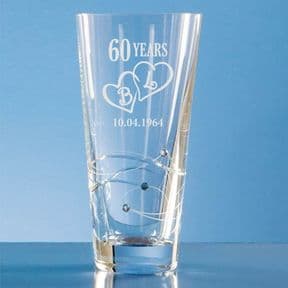 60th Anniversary Vase with Swarovski elements, PERSONALISED ref DCV60