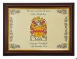 Birthday Family Crest Coat of Arms A4 Framed Print PERSONALISED, ref BFCP2
