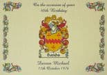 Birthday Family Crest Coat of Arms A4 Print PERSONALISED, ref BFCP
