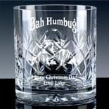 Christmas Bah Humbug Crystal Whisky Glass, PERSONALISED, ref BHCW