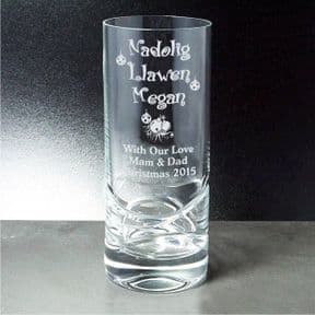 Christmas Welsh Nadolig Llawen High Ball Tumbler, PERSONALISED, ref NLHB