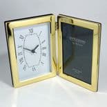 Clock Photo Frame, Brass Plated Gold Tone PERSONALISED, ref BPFC
